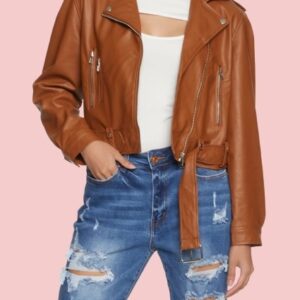 Belted Faux Leather Jacket