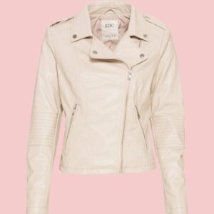 Cream Faux Leather Jacket