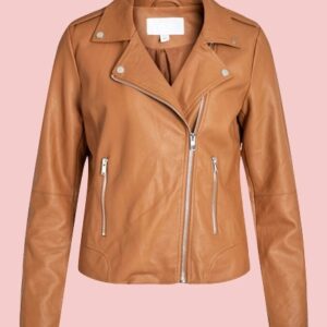 Faux Brown Leather Jacket Womens