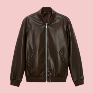 Faux Leather Bomber Jacket Mens