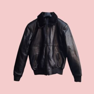 Mens Black Leather Jacket With Fur Collar