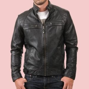 Mens Leather Jacket With Collar