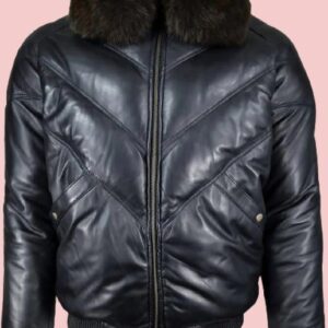 Mens Leather Jacket With Fur Collar