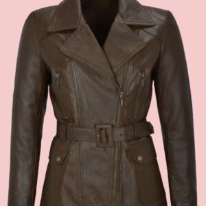 Mid Length Leather Jacket Womens