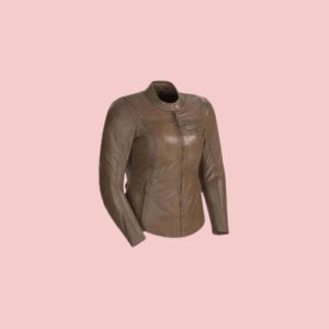 Motorcycle Brown Leather Jacket Womens