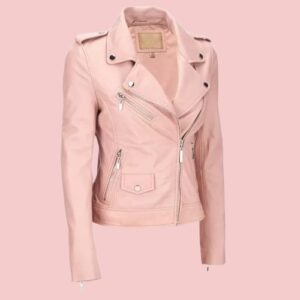 Pink Leather Jacket Womens