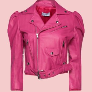 Pink Leather Motorcycle Jacket