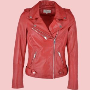 Red Leather Biker Jacket