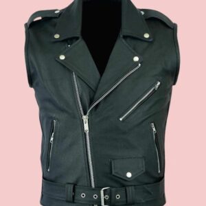 Sleeveless Leather Jacket Mens