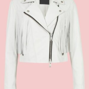 White Leather Jacket With Fringe