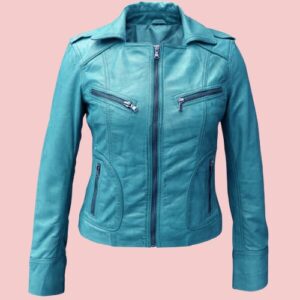 Womens Blue Leather Jacket