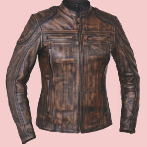 Womens Distressed Leather Jacket