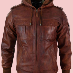 Hoodie Leather Jacket