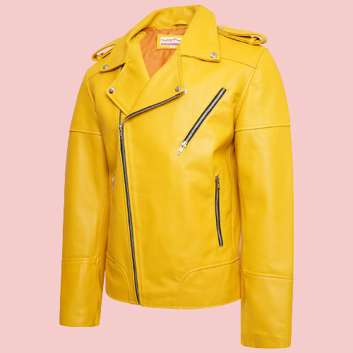 Mens Yellow Leather Jacket - AirBorne Jacket