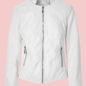 White Faux Leather Jacket Womens