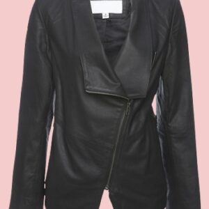 Drape Front Leather Jacket