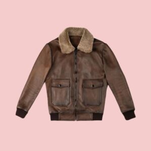 Mens Leather Bomber Jacket With Fur Collar