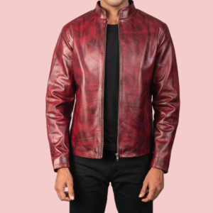 Mens Maroon Leather Jacket