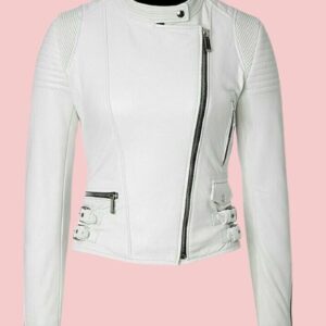 Plus Size White Leather Jacket