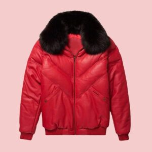 Red Leather Jacket With Fur