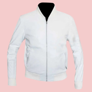 White Leather Bomber Jacket