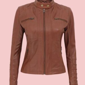 Womens Brown Leather Motorcycle Jacket