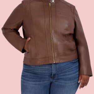 Women's Plus Size Leather Motorcycle Jacket