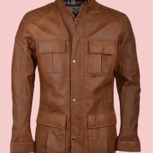 Four Pockets Brown Leather Jacket