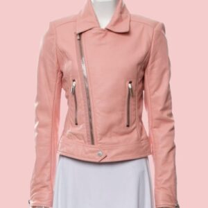 Pink Leather Moto Jacket