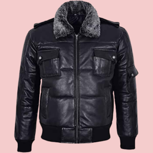 Women's Puffer Leather Jacket