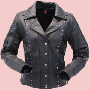 Womens Studded Biker Leather Jacket