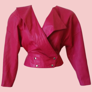 Cropped Pink Leather Jacket