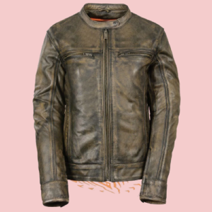 Distressed Brown Leather Motorcycle Jacket