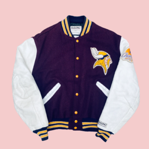 Minnesota Vikings Delong Leather Sleeve Woollen Varsity Jacket