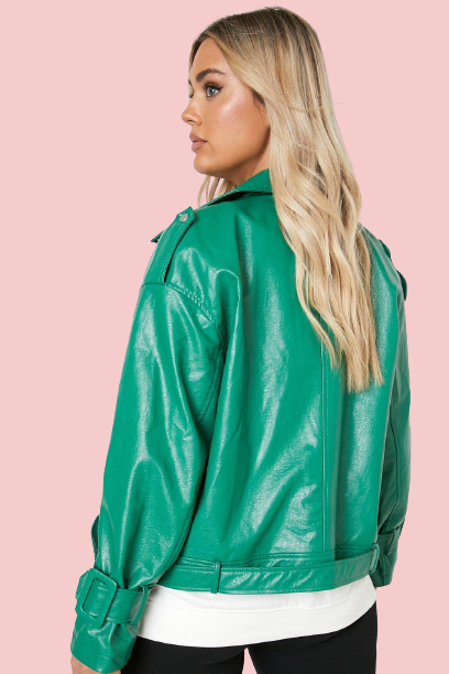 Plus Size Green Leather Jacket Airborne Jacket 8585