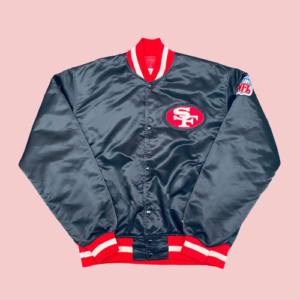 San Francisco 49ers Blackout Reverse Spellout Proline Satin Jacket