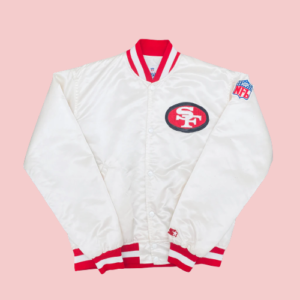 San Francisco 49ers Reverse Spellout Proline White Satin Jacket