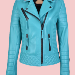 Teal Leather Jacket Womens