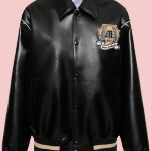 Womens Faux Leather Bomber Jacket