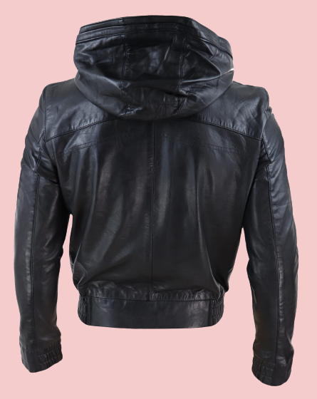 Black Leather Jacket Hood - AirBorne Jacket
