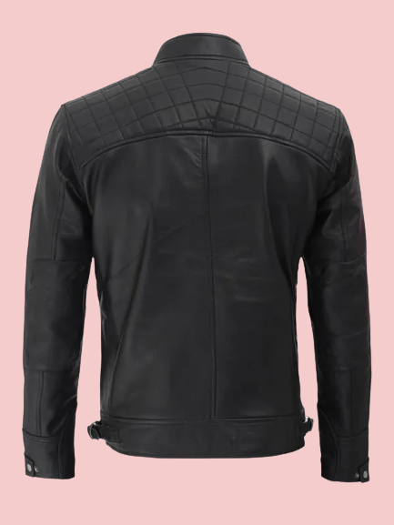 Black Leather Racer Jacket - AirBorne Jacket