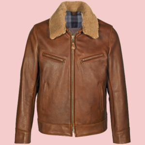 Brown Leather Jacket With Fur Collar