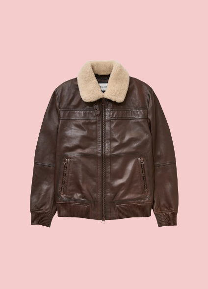 Brown Leather Sherpa Jacket - AirBorne Jacket