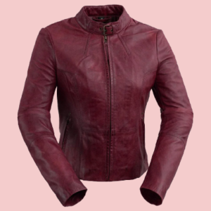 Dark Red Leather Jacket Womens