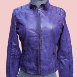 Plus Size Purple Leather Jacket