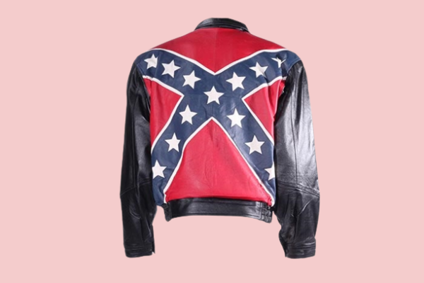 Rebel Flag Black Leather Jacket - Image 3