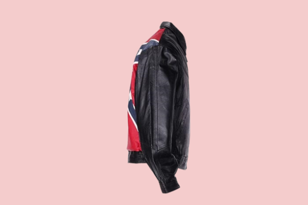 Rebel Flag Black Leather Jacket - Image 2