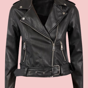 Womens Black Faux Leather Moto Jacket