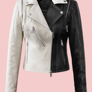 Black And White Leather Jacket Womens