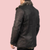 Mens Shearling Collar Leather Jacket With Fur Trim - Image 2